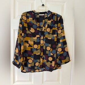 Sunny Leigh Multicolor Geometric Blouse NWT Medium
